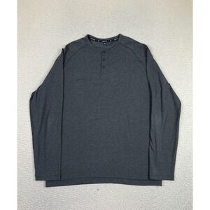 Public Rec Henley Shirt Mens XL Gray Long Sleeve Pima Cotton Stretch Tee Casual